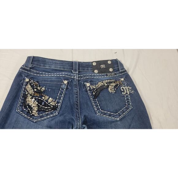 Miss Me Womens Size 26 Straight Leg Embellished Medium Wash 5 Pocket Jeans - Picture 7 of 10